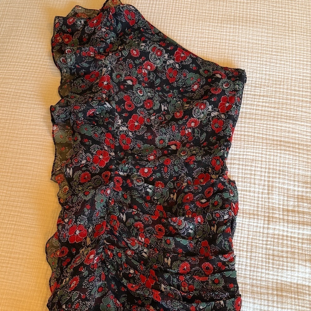 Veronica Beard Floral Ruffled Silk Dress